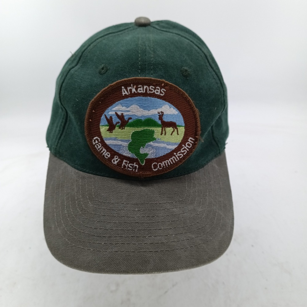 Arkansas Game & Fish Commission Green Gray Patch Hat Adjustable Cap  #3 - Picture 2 of 7